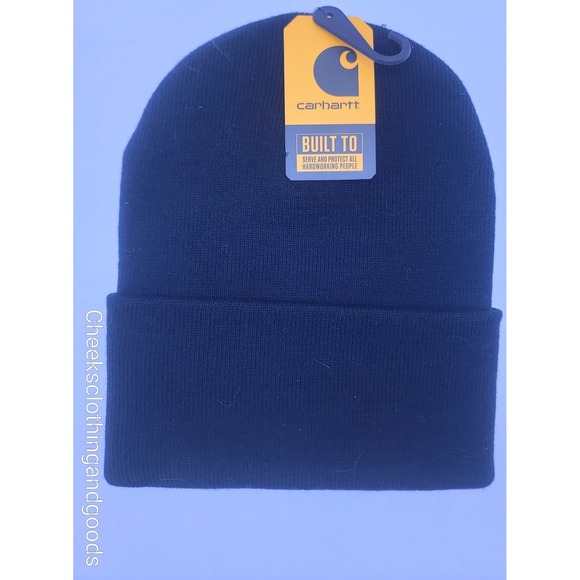 NWT Carhartt Men Black A18 Acrylic Watch Hat Beanie Rib Knit Cuffed Work Cap - Picture 3 of 4